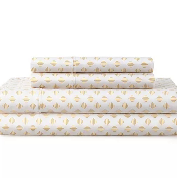 DREW & JONATHAN HOME Dash Print 100% Cotton 200 Thread Count 4 Piece Sheet Set - Picture 3 of 5